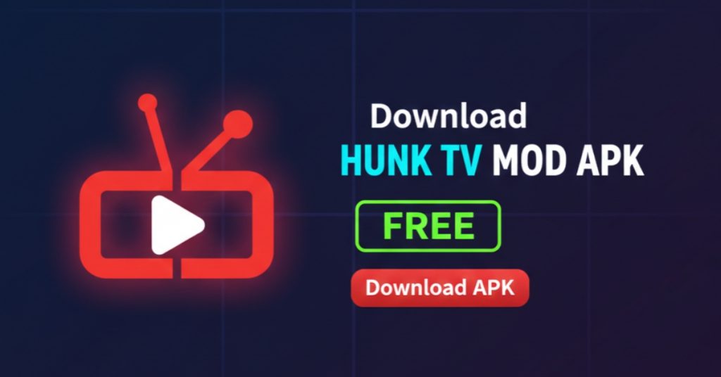 Hunk TV APK logo showing a bright streaming icon for free movies and live TV